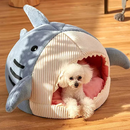 Warm Cat Beds Cartoon Shark Pet Cave Beds Sweet Kittens Basket Cushion Cat Pillow Mat Tent Puppy Nest Cave Pet Goods